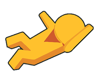 A picture of Google's Street View mascot, Pegman, falling over.